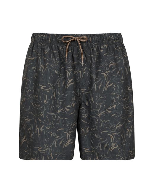 Mountain Warehouse Gray 'Aruba' Printed Swim Shorts Drawstring Quick Drying Swimming Trunks for men