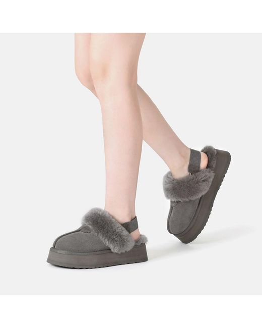EVER AU Gray Wagtail Removable Strap Platform Slippers
