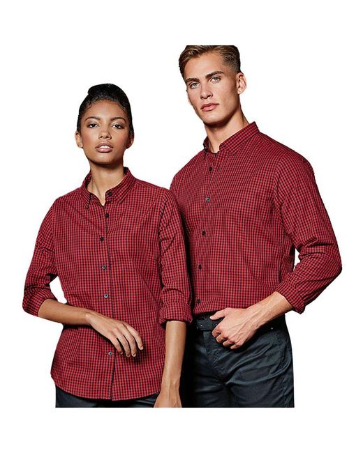 PREMIER Red Maxton Check Long Sleeve Shirt for men