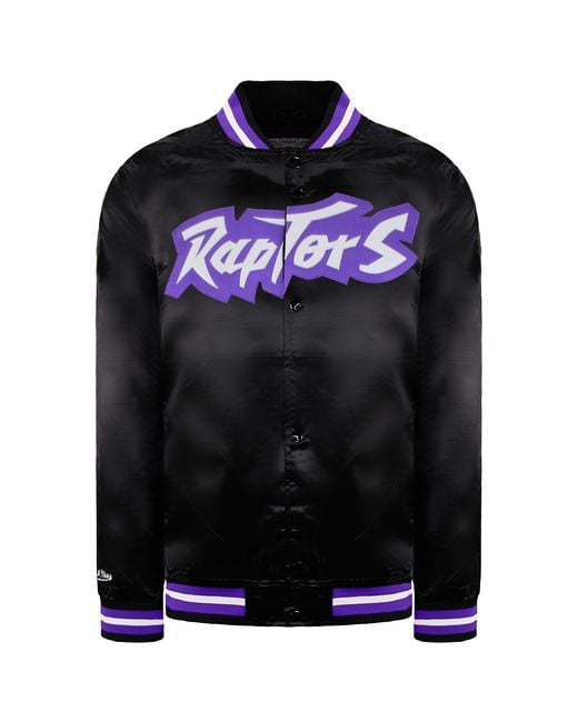 Mitchell & Ness Black Nba Toronto Raptors Lightweight Satin Bomber Jacket for men