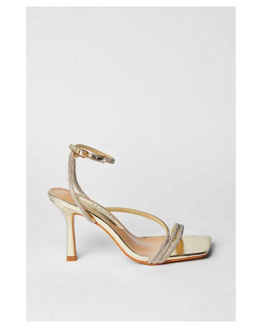 Oasis White Valencia Diamante Asymmetric High Stiletto Sandals