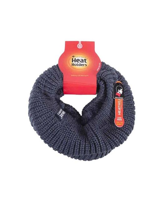 Heat Holders Blue Fleece Lined Chunky Knit Thermal Neck Warmer for men