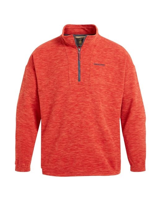 Craghoppers Red Esk Colour Block Melange Half Zip Fleece Top (Pimento) for men