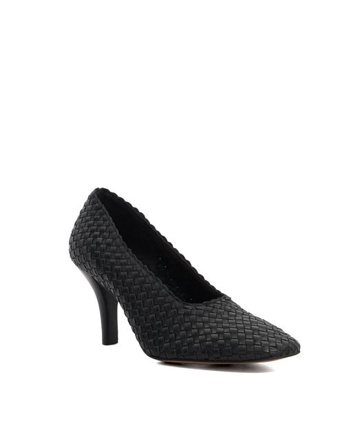 Dune Black Admired Woven Leather Stiletto Heel Court Shoes