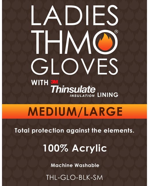 THMO Black Ladies Full Finger Gloves With Thinsulate Lining