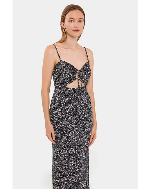 Hiccup Black Floral Maxi Dress With Bust Cut-Out