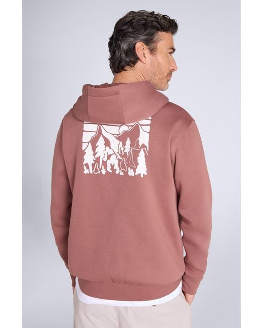 Mountain Warehouse Red 'Mountain Badge' Graphic Hoodie Warm Cosy Soft Cotton Kangaroo Pocket Top for men