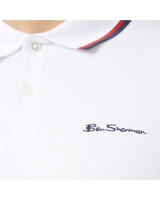 Ben Sherman Poloshirt Met Dubbele Punt In Wit in het White voor heren