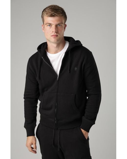 French Connection Black Cotton Blend Zip Hoody for men