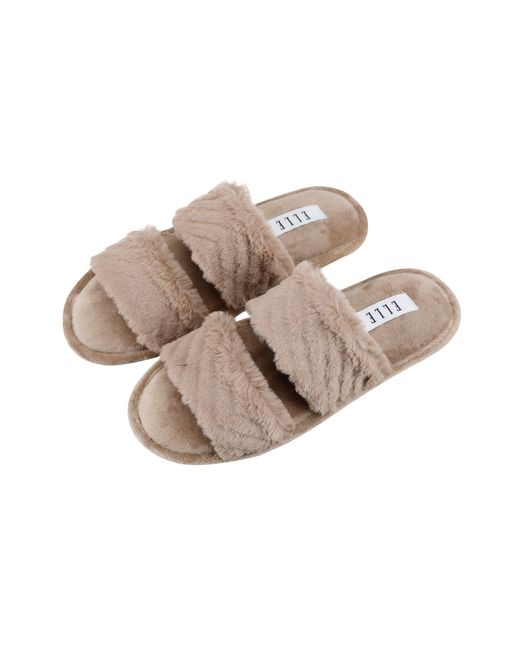 Elle Natural Faux Fur Slippers