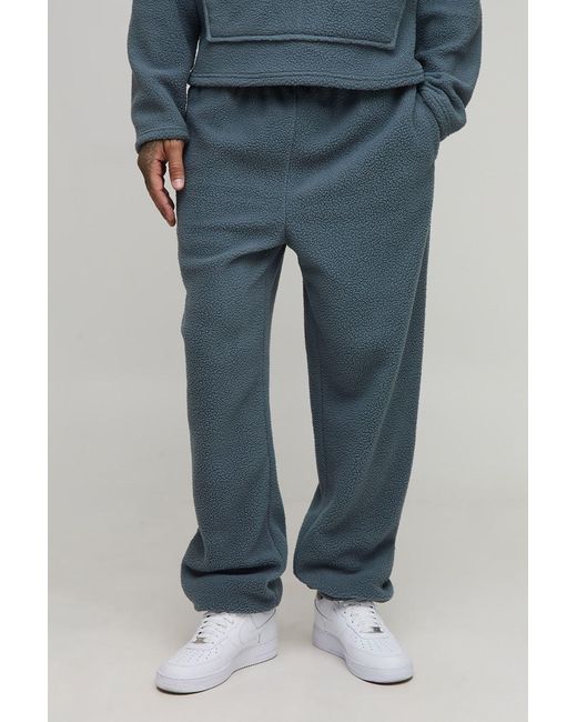 BoohooMAN Blue Tall Borg Oversized Joggers for men