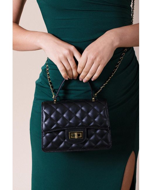 SVNX Black Quilted Top Handle Bag