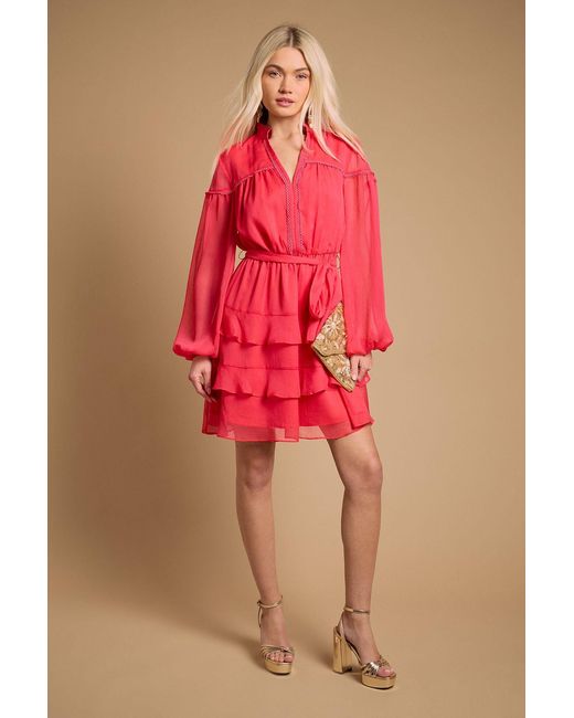 Oasis Contrast Tiered Mini Dress