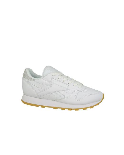 Reebok White Classic Met Diamond Lace-Up Smooth Leather Trainers Bd4423