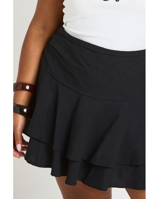 Boohoo White Plus Layered Ruffle Skort