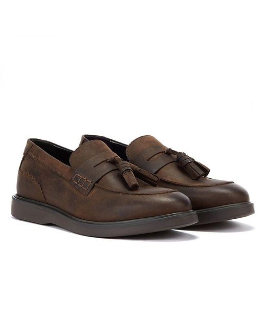 Hudson Cato Loafer Crazy Leather Brown Loafers for men