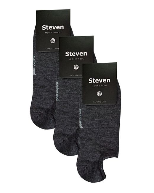 Steve Madden Black 3 Pairs Multipack Merino Wool Invisible Socks for men