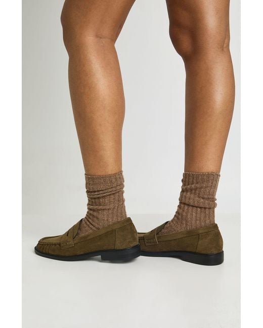 Boohoo Natural Faux Suede Ruched Loafers