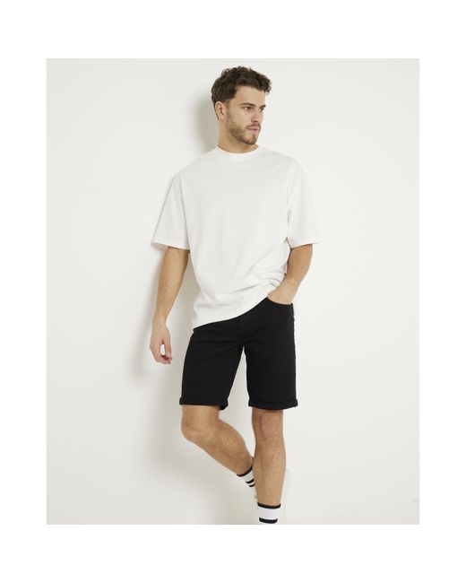 River Island Denim Shorts Skinny Fit Material Cotton in White for Men Lyst UK
