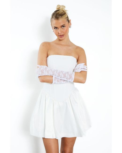 Boohoo White Bandage Corset Mini Skater Dress