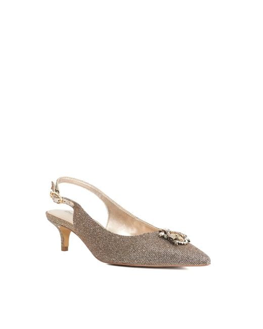 Dune Metallic Context Bug Embellished Kitten Heels