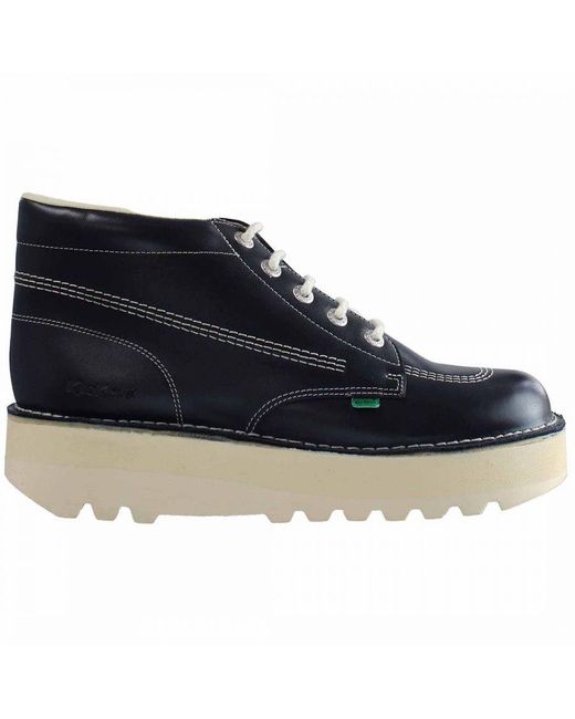 Kickers Blue Hi Stack Platform Navy Boots Patent Leather for men