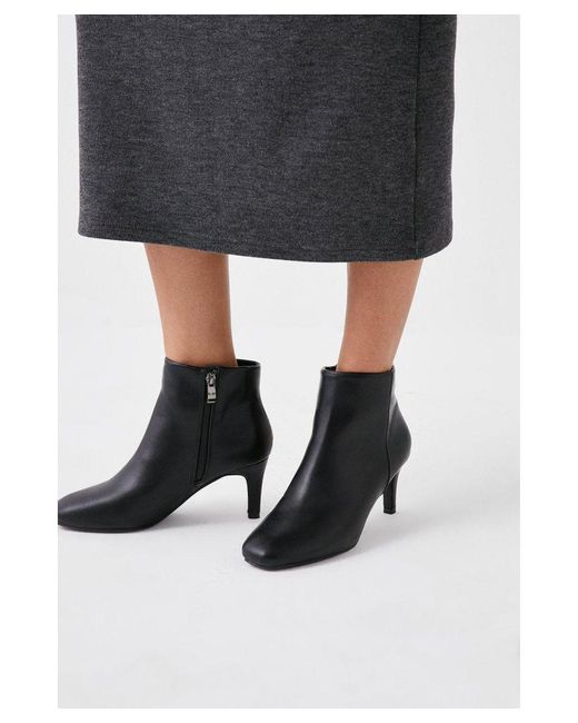 Wallis Black Andi Almond Toe Medium Stiletto Heel Shoe Boots