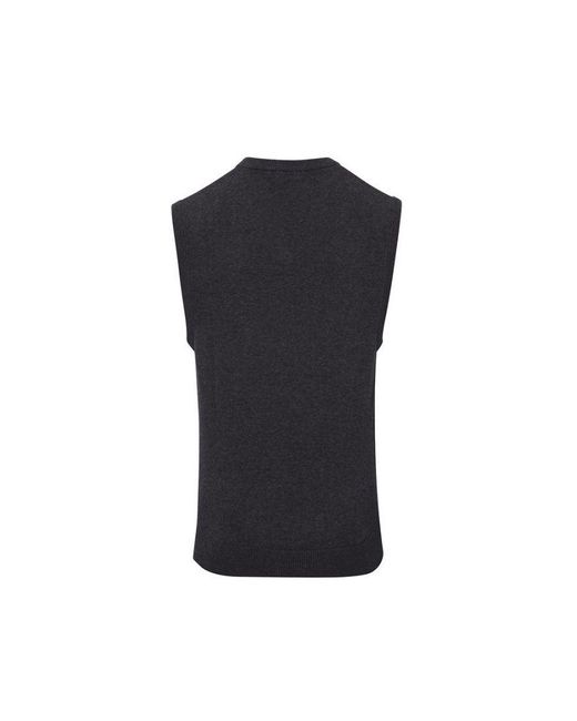 PREMIER Black Knitted Sleeveless Sweater Vest for men