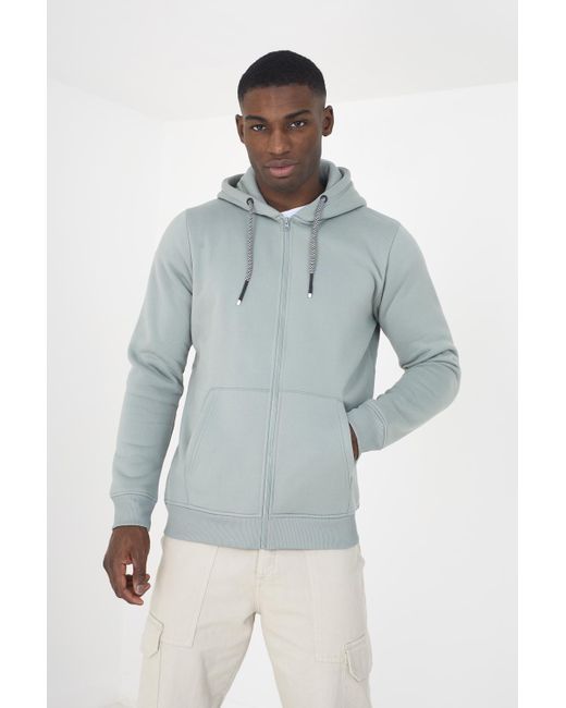 Brave Soul Blue Zip Through Hoodie for men
