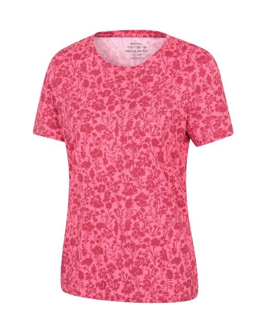 Mountain Warehouse Pink 'Printed' T-Shirt 100% Cotton Lightweight Breathable Casual Graphic Top