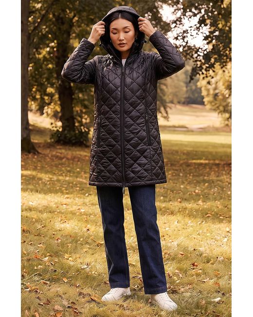 Roman Black Two Tone Diamond Quilted Coat