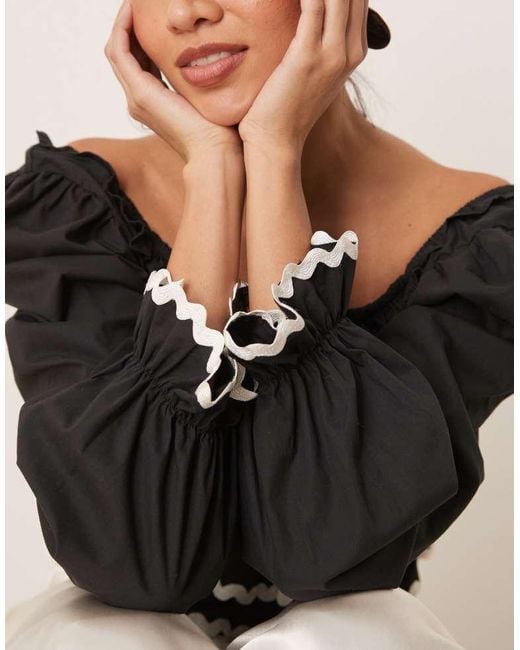 Sister Jane Black Contrast Ruffle Crop Top