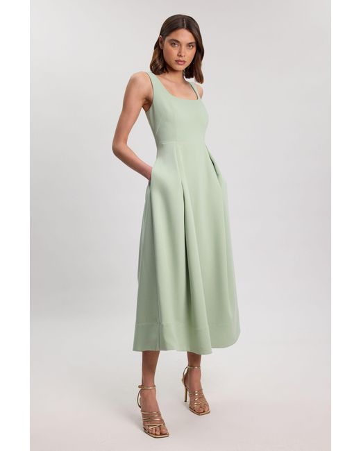 Karen Millen Green Tailored Full Skirt Midi Dress