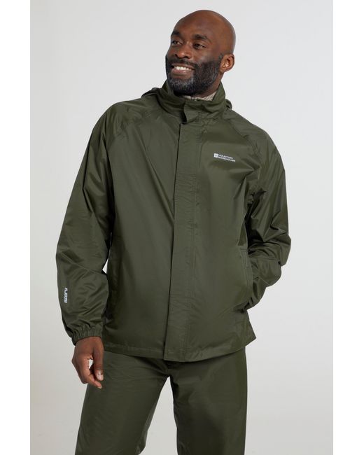 Mountain Warehouse Green 'Pakka Ii' Waterproof Packable Breathable Hooded Full Zip Jacket for men
