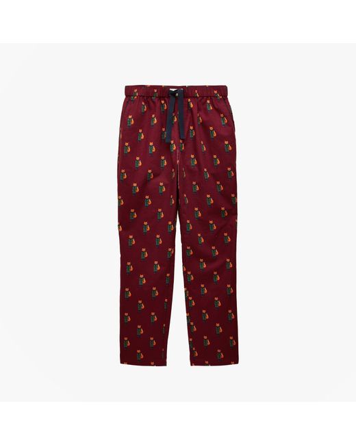 Joules Red Dozer Pyjama Trousers Burgundy Cotton for men