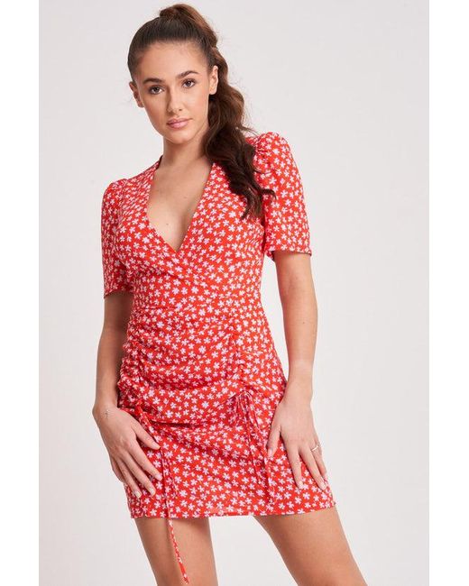 Urban Bliss Red Katrine Ruched Detail Dress