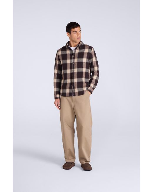 Mountain Warehouse Gray 'Cove' Check Flannel Shirt Cotton Buttoned Breathable Top for men