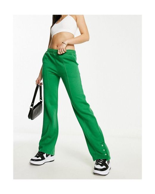 Threadbare Green Maddy Panelled Joggers With Poppers Co-Ord