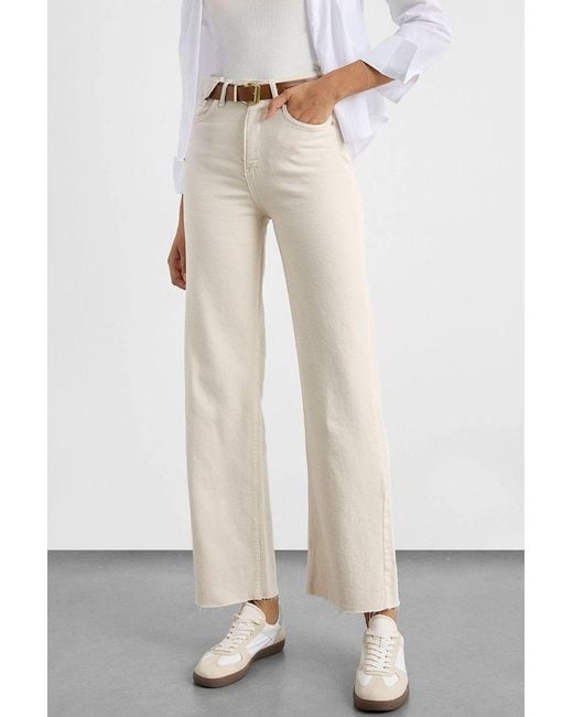 Hiccup Natural High-Waist Denim Pants With Belt
