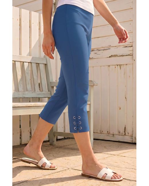 Roman Blue Petite Eyelet Cropped Stretch Trouser