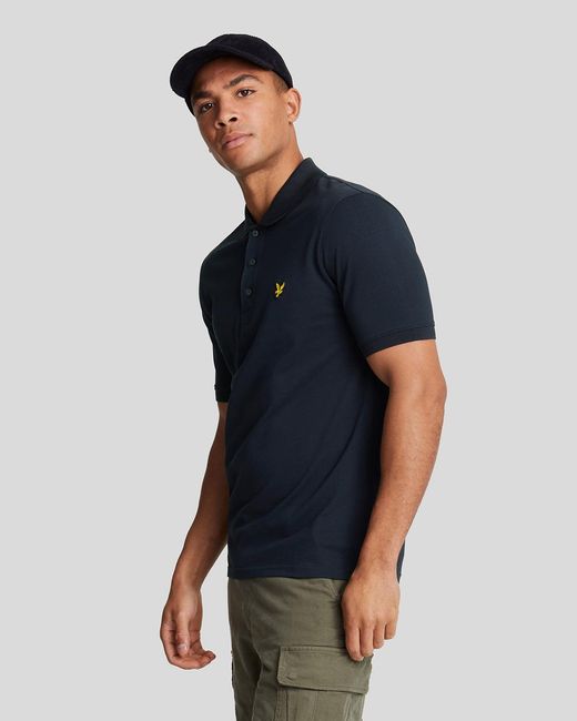 Lyle & Scott Blue Plain Polo Shirt Cotton for men