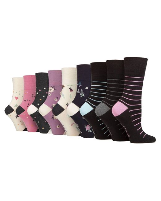 Gentle Grip Black 9 Pack Bamboo Socks Ladies