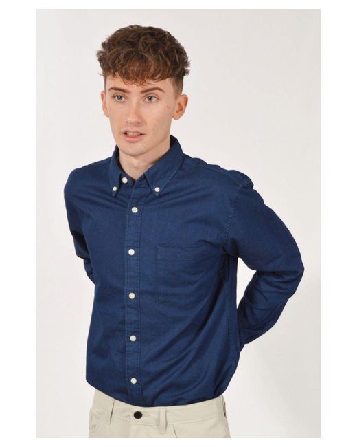 Uniqlo Blue Chambray Denim Cotton Shirt for men