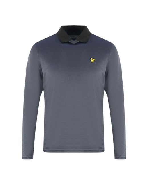 Lyle & Scott Blue Golf Venteech Long Sleeve Dark Polo Shirt for men
