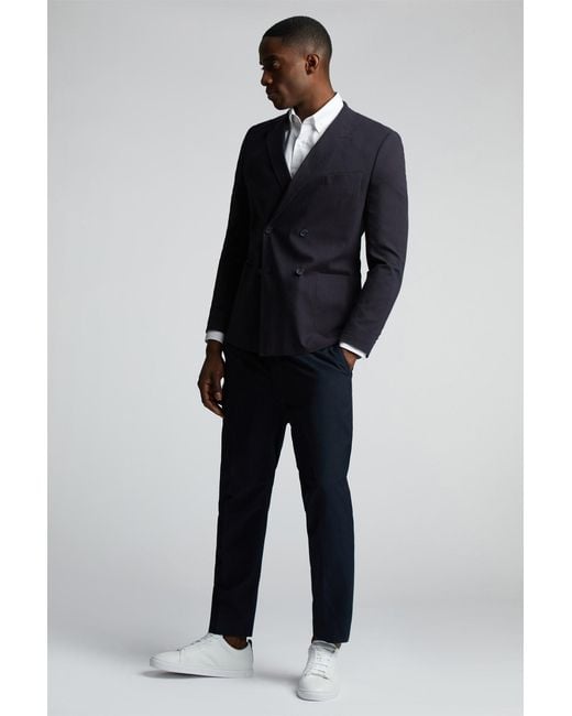 Limehaus Blue Long Sleeve V-Neck Regular Casual Blazer for men