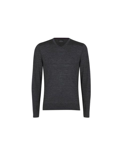 Howick Merino V Neck Sweatshirt In Charcoal in het Black voor heren