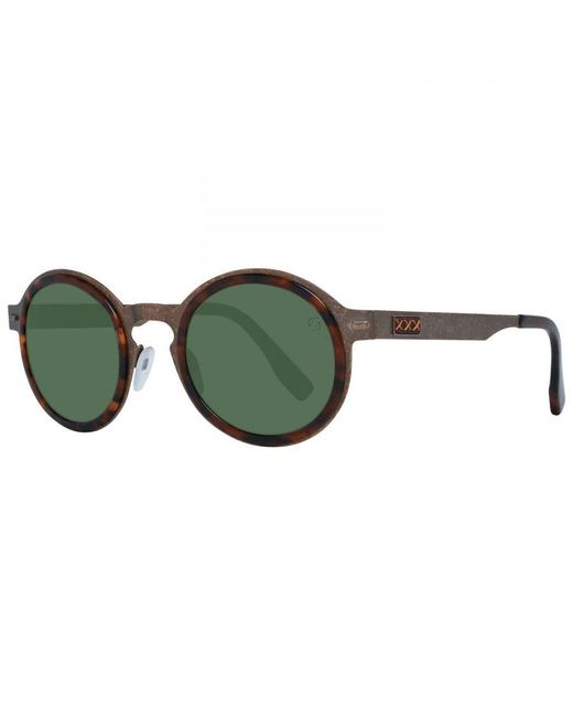 Zegna Green Round Sunglasses With Polarized Lenses for men