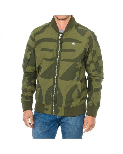 G-Star RAW Green Bomber Jacket With Contrasting Mesh Lining Inside D01253 for men