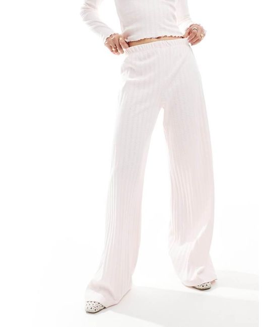 Miss Selfridge White Pointelle Wide Leg Trouser Co Ord