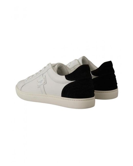 Dolce & Gabbana White Suede Leather Low Tops Sneakers for men